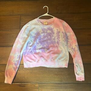 Southern Spirit Pink and Purple Tie Dye Cropped Crewneck